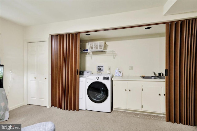 154 Deer Hill Rd, Reading, PA 19607 - washroom with cabinet space, independent washer and dryer, and light colored carpet