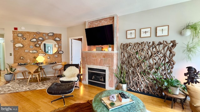 715 6th St NW Unit 1002, Washington, DC 20001 - living area with wood finished floors and a fireplace