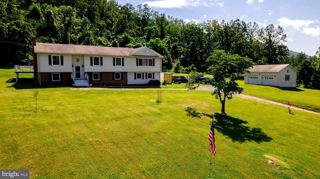 4179 Fiery Run Rd, Linden, VA 22642 - split foyer home featuring a front yard, entry steps, and a detached garage