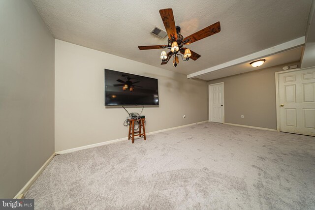 4179 Fiery Run Rd, Linden, VA 22642 - unfurnished living room with a ceiling fan, carpet floors, and a textured ceiling