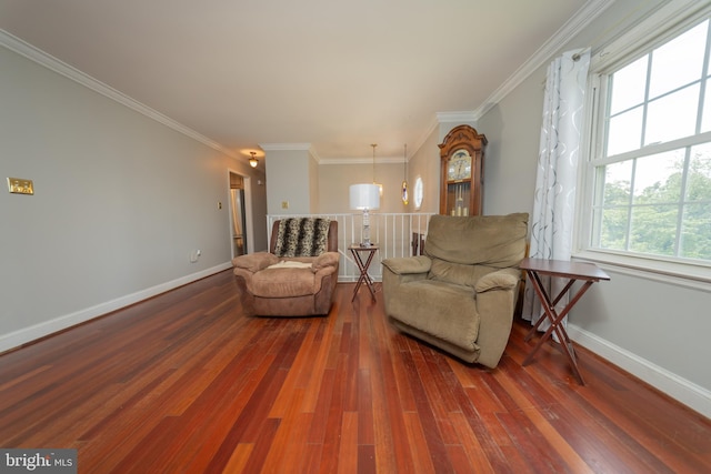 4179 Fiery Run Rd, Linden, VA 22642 - sitting room featuring hardwood / wood-style flooring and crown molding