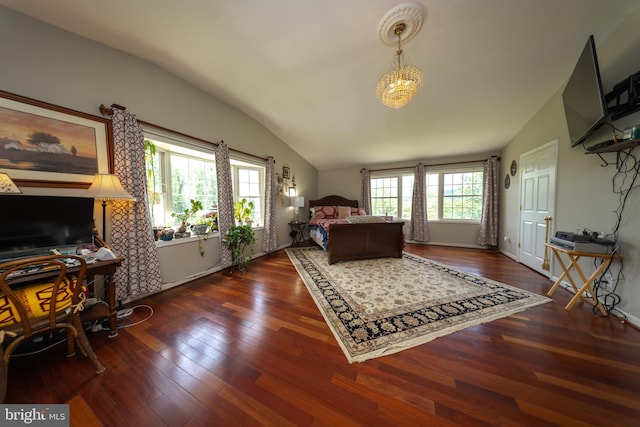 4179 Fiery Run Rd, Linden, VA 22642 - bedroom with vaulted ceiling, wood-type flooring, and a desk