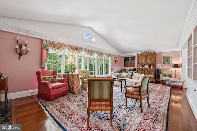 3201/2 Mansion Dr, Alexandria, VA 22302 - living area with vaulted ceiling and wood finished floors