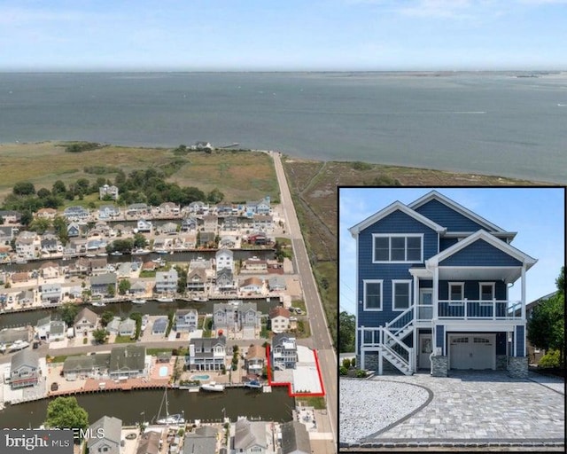 1 Capstan Rd, Waretown, NJ 08758 - aerial overview of property's location with a nearby body of water and property boundaries highlighted