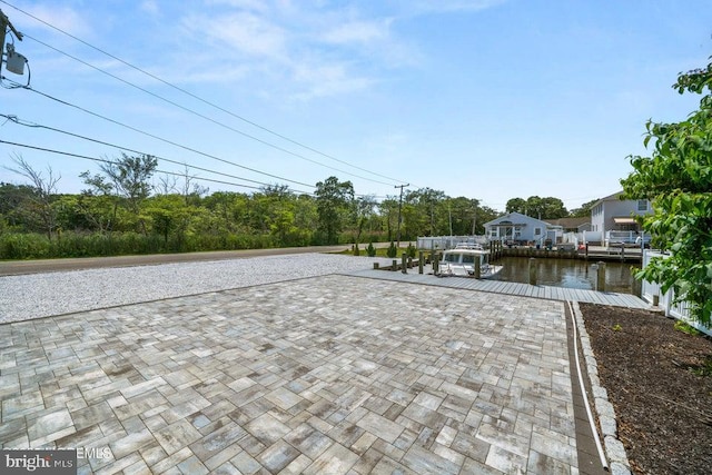 1 Capstan Rd, Waretown, NJ 08758 - view of patio featuring a dock and a water view