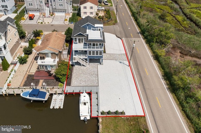 1 Capstan Rd, Waretown, NJ 08758 - aerial view of residential area with property parcel outlined and a nearby body of water
