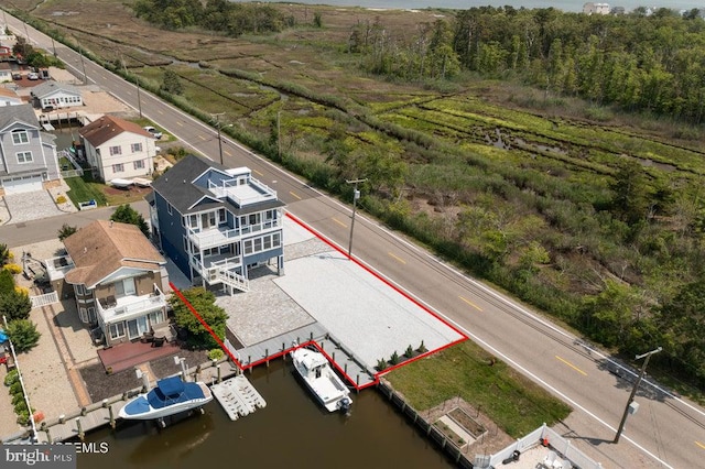 1 Capstan Rd, Waretown, NJ 08758 - aerial overview of property's location featuring property parcel outlined and a nearby body of water