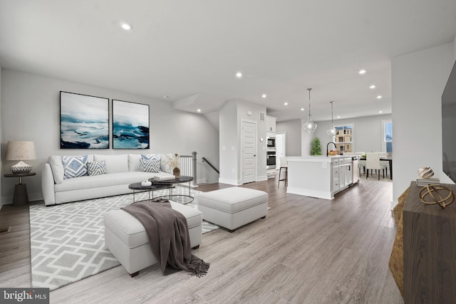 3507 Saint Robin Ln, Bowie, MD 20716 - living room featuring light wood-type flooring and recessed lighting