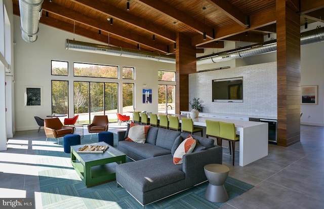 1106 Crested Wood Dr, Laurel, MD 20724 - community lobby with a wood ceiling with exposed beams and a high ceiling