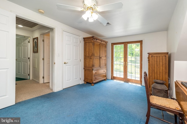 2462 Route Unit 412, Hellertown, PA 18055 - sitting room with carpet, ceiling fan, and french doors