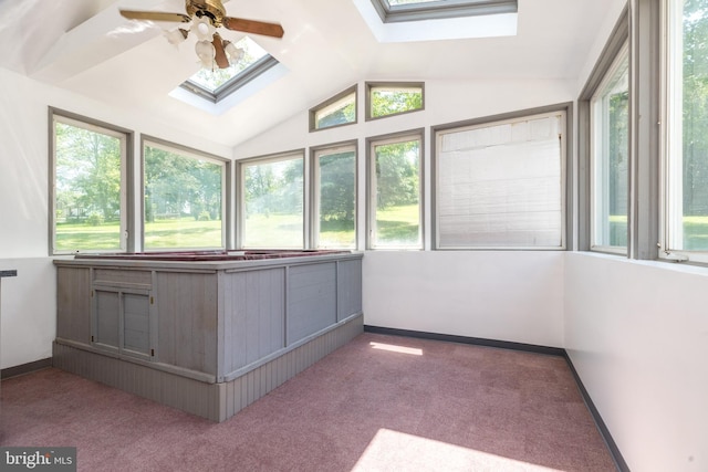 2462 Route Unit 412, Hellertown, PA 18055 - unfurnished sunroom featuring a skylight, carpet flooring, and lofted ceiling