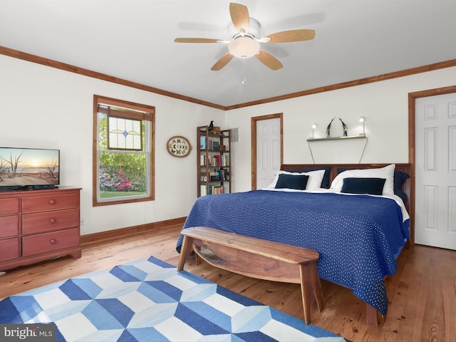 13310 Mockingbird Ln, Bowie, MD 20720 - bedroom featuring light wood-style flooring, ornamental molding, and ceiling fan