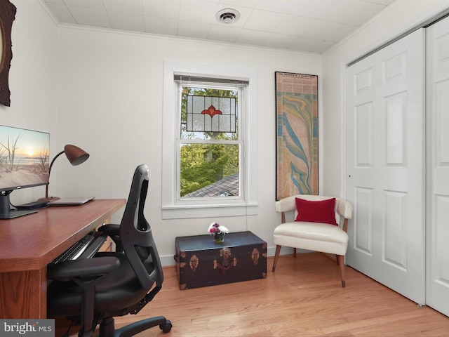 13310 Mockingbird Ln, Bowie, MD 20720 - office featuring ornamental molding and light wood-style flooring