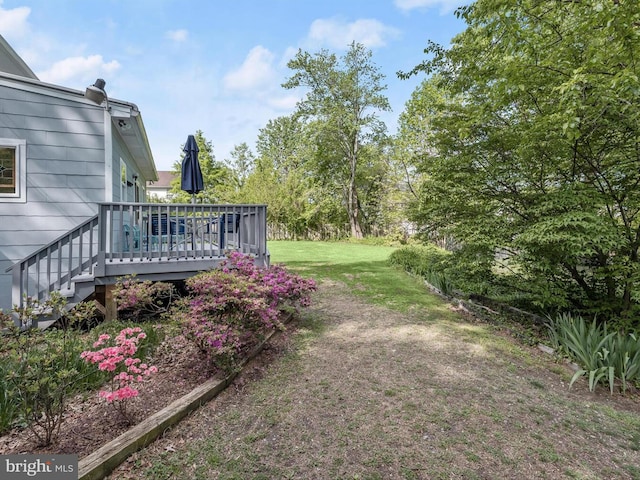13310 Mockingbird Ln, Bowie, MD 20720 - view of green lawn featuring a wooden deck