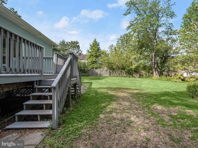 13310 Mockingbird Ln, Bowie, MD 20720 - view of yard featuring stairs and a wooden deck