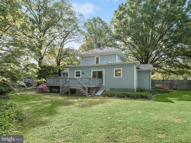 13310 Mockingbird Ln, Bowie, MD 20720 - rear view of property with a deck and a chimney