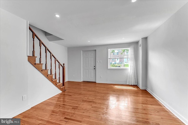 747 Bennington Rd, Folcroft, PA 19032 - entryway with recessed lighting, light wood-style flooring, and stairs