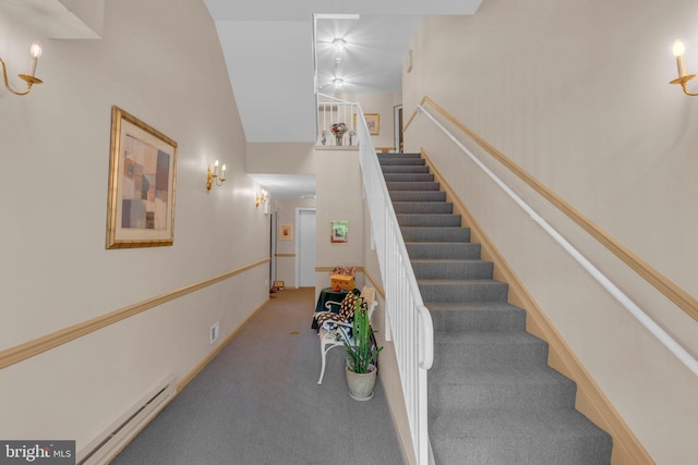 621 Mowat Unit 621, Hamilton, NJ 08690 - stairway with baseboard heating and carpet flooring