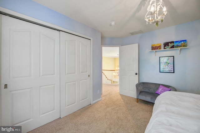 18 Knottingham Dr, Voorhees, NJ 08043 - carpeted bedroom with a chandelier and a closet