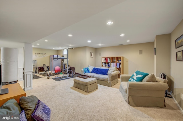 18 Knottingham Dr, Voorhees, NJ 08043 - carpeted living room with recessed lighting