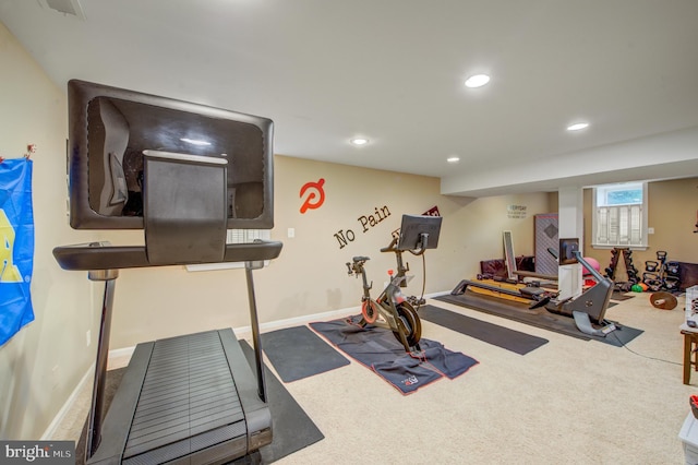 18 Knottingham Dr, Voorhees, NJ 08043 - exercise room with carpet and recessed lighting