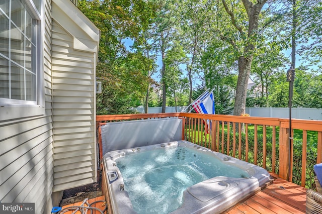 18 Knottingham Dr, Voorhees, NJ 08043 - deck featuring a covered hot tub and a fenced backyard