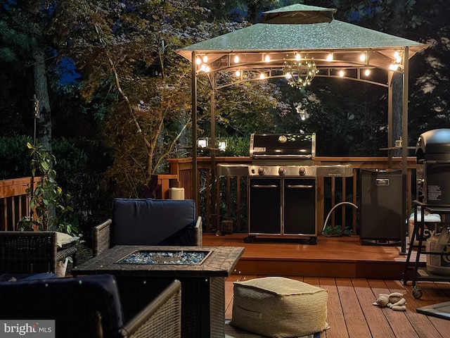 18 Knottingham Dr, Voorhees, NJ 08043 - wooden deck with an outdoor fire pit and grilling area