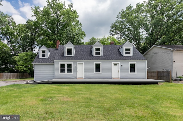 7409 Northern Ave, Glenn Dale, MD 20769 - cape cod home featuring a wooden deck, a shingled roof, and a chimney