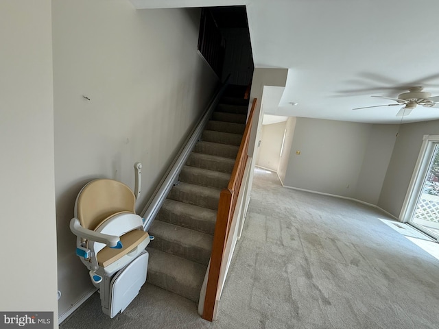127 Winding Hill Dr, Lancaster, PA 17601 - stairs with carpet floors and a ceiling fan