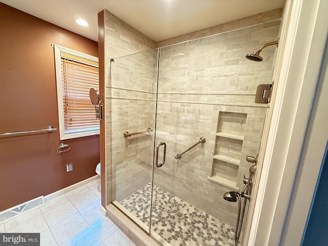 127 Winding Hill Dr, Lancaster, PA 17601 - bathroom featuring a shower stall, tile patterned flooring, and recessed lighting