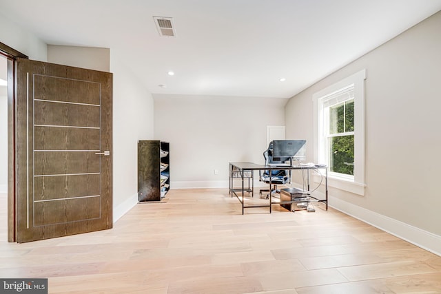 9908 Blake Ln, Oakton, VA 22124 - home office with light wood-style floors and recessed lighting