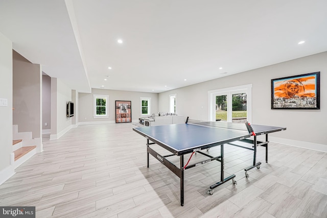 9908 Blake Ln, Oakton, VA 22124 - playroom with light wood-style floors and recessed lighting