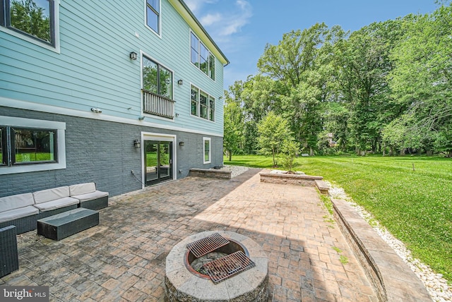 9908 Blake Ln, Oakton, VA 22124 - view of patio / terrace featuring an outdoor living space with a fire pit