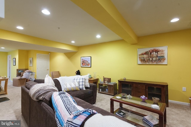 802 Geranium Dr, Warrington, PA 18976 - carpeted living room featuring recessed lighting and beam ceiling