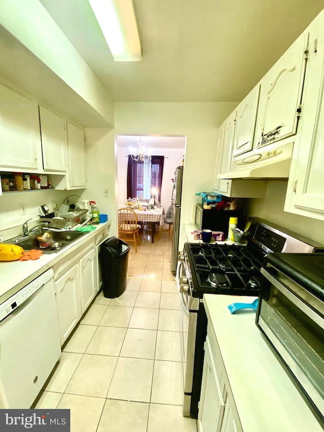 1064 W W Side Dr Unit 25-F, Gaithersburg, MD 20878 - kitchen featuring stainless steel appliances, white cabinets, light countertops, and under cabinet range hood