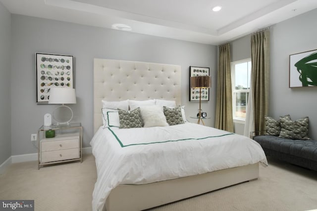 3453 Saint Robin Ln, Bowie, MD 20716 - bedroom featuring light carpet, a tray ceiling, and recessed lighting
