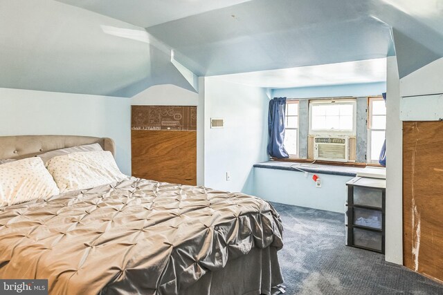 1714 S Main St, Bechtelsville, PA 19505 - bedroom with cooling unit, lofted ceiling, and carpet