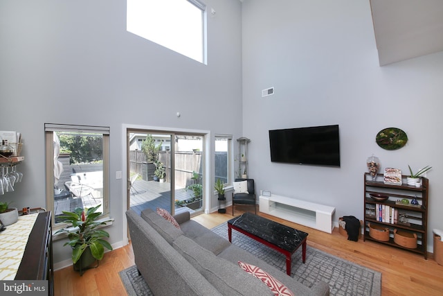 1318 E Eyre St, Philadelphia, PA 19125 - living room with a high ceiling and light wood-style floors
