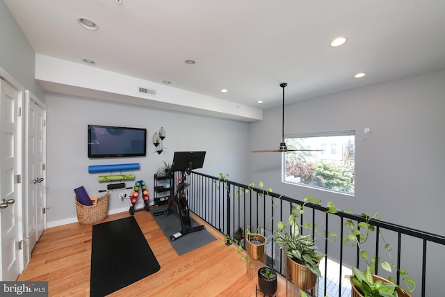 1318 E Eyre St, Philadelphia, PA 19125 - workout room with light wood-style floors and recessed lighting