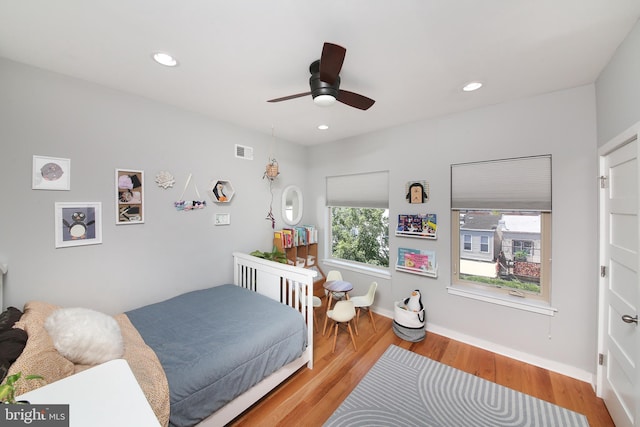 1318 E Eyre St, Philadelphia, PA 19125 - bedroom featuring wood finished floors, recessed lighting, and ceiling fan