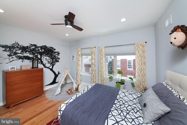 1318 E Eyre St, Philadelphia, PA 19125 - bedroom with wood finished floors, recessed lighting, and ceiling fan