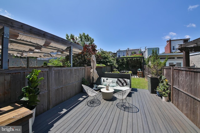 1318 E Eyre St, Philadelphia, PA 19125 - wooden deck with an outdoor living space and a fenced backyard