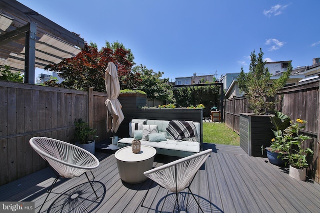1318 E Eyre St, Philadelphia, PA 19125 - wooden deck featuring outdoor lounge area and a fenced backyard
