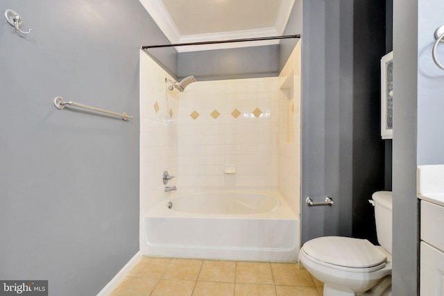 503 Sunset View Ter SE Unit 102, Leesburg, VA 20175 - bathroom featuring tile patterned flooring, crown molding, washtub / shower combination, and vanity