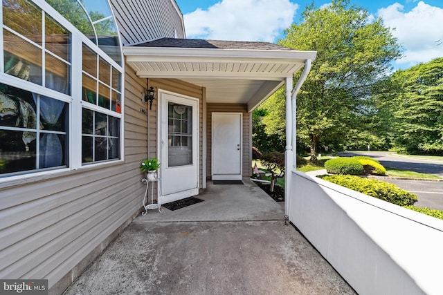 1401 Kenny, Burlington, NJ 08016 - view of exterior entry featuring a shingled roof and covered porch