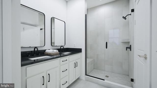 42127 Picasso Sq, Ashburn, VA 20148 - full bath featuring a stall shower, double vanity, and tile patterned floors