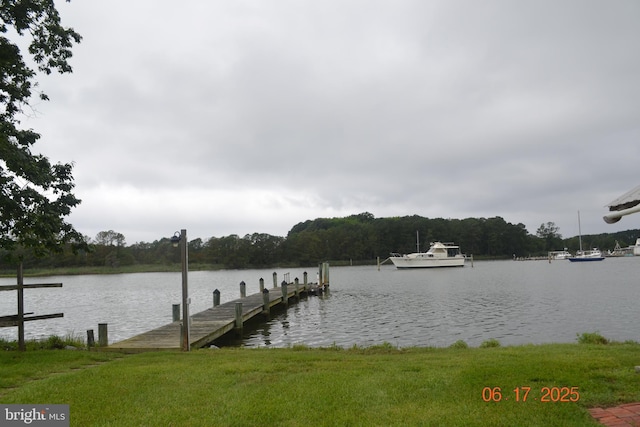 8698 Cummings Rd, Wittman, MD 21676 - dock featuring a water view and a view of trees