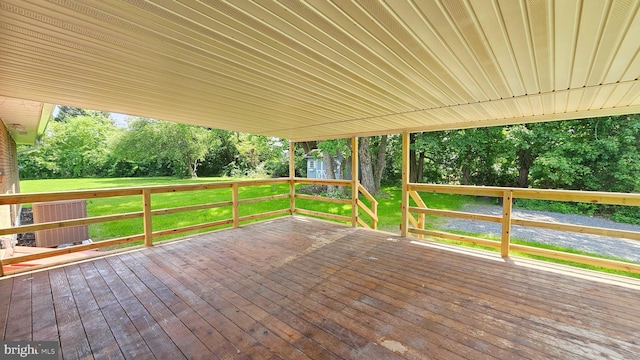 1440 N 26th St, Allentown, PA 18104 - wooden terrace with a shed, view of scattered trees, and a yard