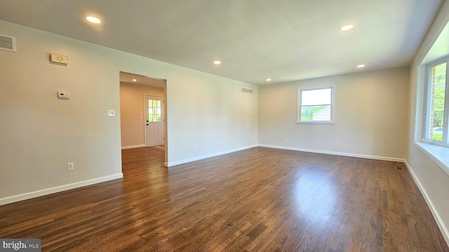 1440 N 26th St, Allentown, PA 18104 - unfurnished room with recessed lighting and dark wood-style flooring