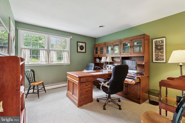 207 Saddle Dr, Furlong, PA 18925 - home office with light carpet and a baseboard radiator